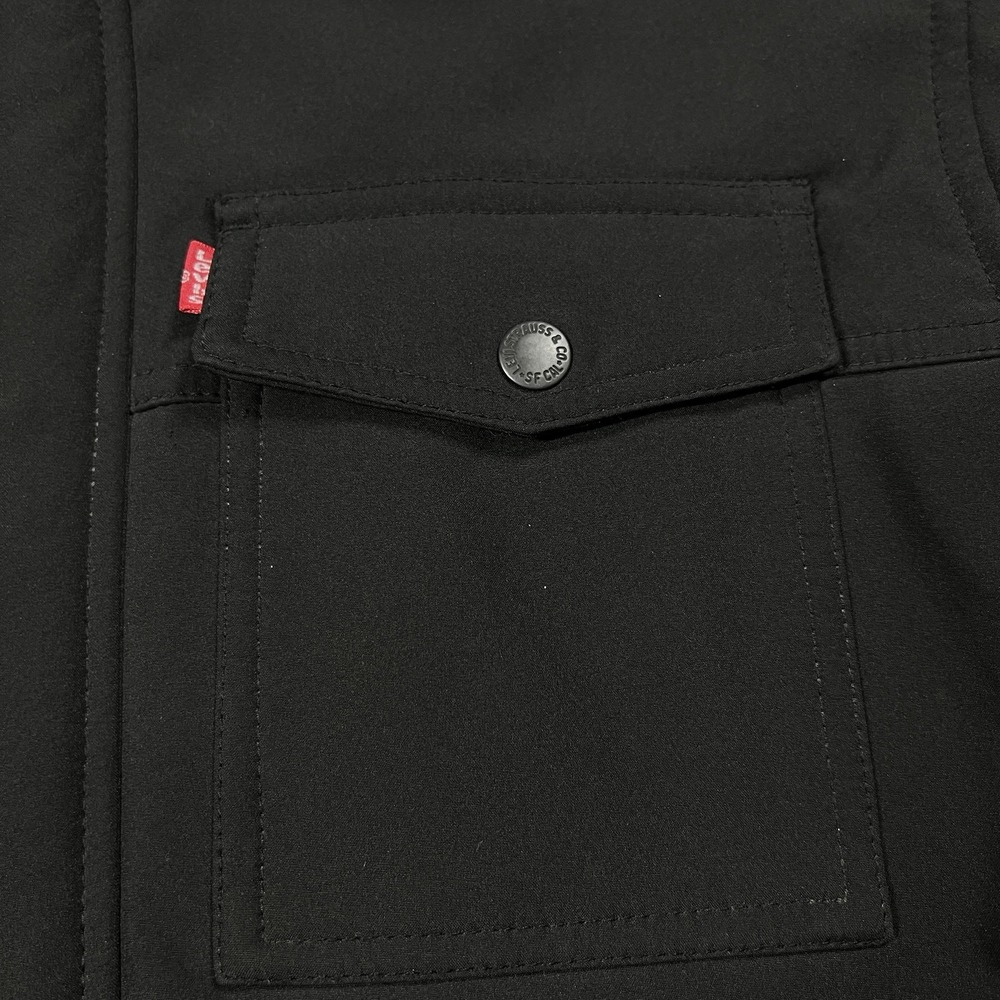 Levis Jacket Mens L Black Hooded Fleece Lined Insulated Winter Coat - Picture 10 of 15